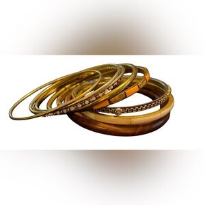 ✨9 Vintage Gold-Tone Mixed Media Bangle Bracelets✨